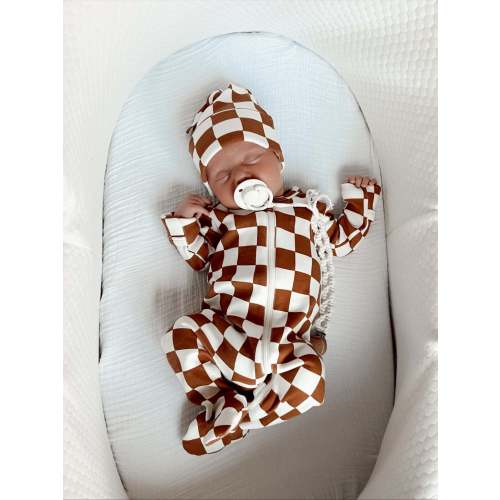 Stracciatella Checkerboard / Organic Zip Footie