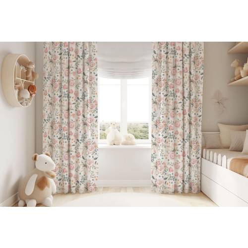 Watercolor roses blackout curtain, Pink roses curtain single panel, Girl room blackout curtain, Roses curtain, Pink blush floral Candy rose