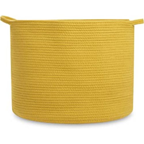 Natemia Rope Storage Basket- Nursery Bin and Toy Organizer (20”x20”x14”), Laundry Basket, Basket for Towels, Pillows and Blankets