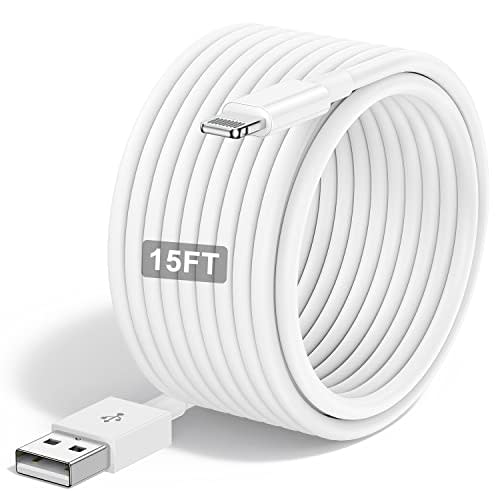 Susnwere Extra Long iPhone Charger Cable 15 ft/5M,[Apple MFi Certified] USB to Lightning Cable15 ft, iPhone Fast Charging Cord for Apple iPhone 14/14pro/13/12/11/11Pro/11Max/ X/XS/XR/XS Max/8/7,iPad