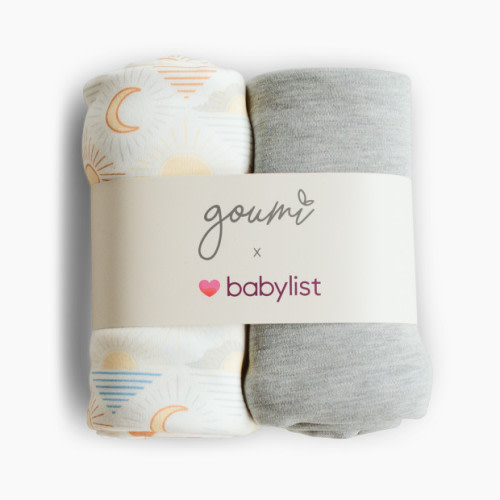 Goumi Kids x Babylist Muslin Swaddle Set (2 Pack) - Celestial + Pebble, 40x40"