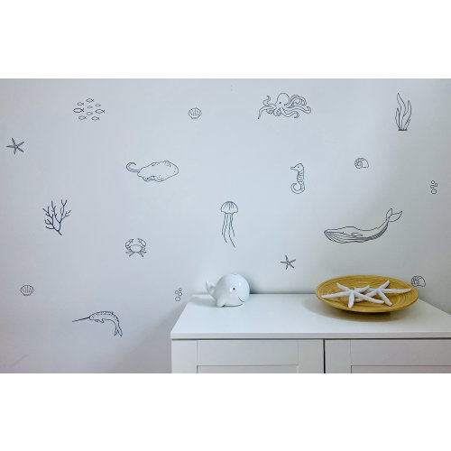 Under the Sea Wall Decals /Nautical Bedroom /Ocean Stickers / Modern Nursery /Kids Decor /Removable Vinyl Decals