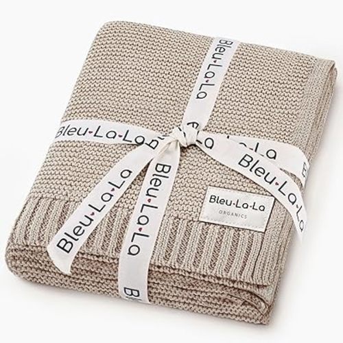 Organic Cotton Baby Blanket - Soft Warm Cozy Unisex Receiving Cuddle Stroller Crib Beige Blanket for Newborns, Infants Toddler, Boys and Girls (Oatmeal, 0-2 Years)
