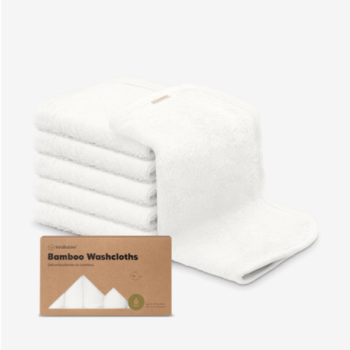 6-Pack Soft Baby Washcloths, Viscose from Bamboo - Kids, Newborn Bath Towels, Infant Shower, Toddler Reusable Face Towel, Gentle on Skin, Face Wash Cloths for Babies, 10x10 (White)