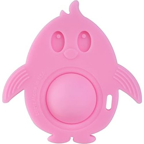Popz Baby Teether Toy - Made in The USA - Pop It Sensory Toys for 0-6 Months + - 100% Silicone Dimple Popper for Newborns and Infants - BPA Free