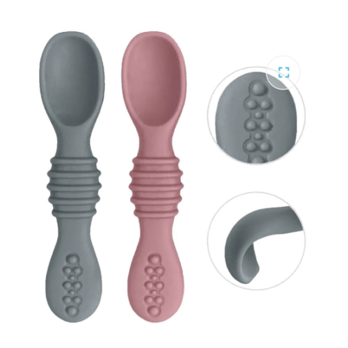 Silicone Baby Spoons – Woodchuck & Smoke - otterlove by Platinum Pure | Premium Platinum Silicone Products for Babies & Toddlers