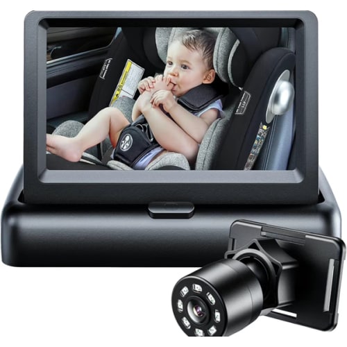 Car Mirror, 4.3'' HD Night Vision Function Car Mirror Display, Rear Facing with Wide Clear View, Safety Car Seat Camera Monitor
