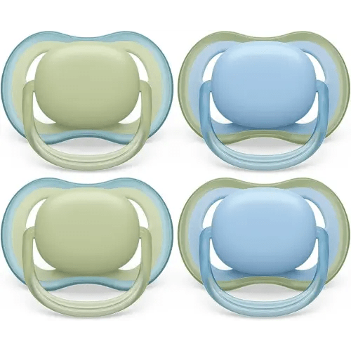 Philips Avent Ultra Air Pacifier - 4 x Light, Breathable Baby Pacifiers for Babies Aged 0-6 Months, BPA Free with Sterilizer Carry Case, SCF085/48