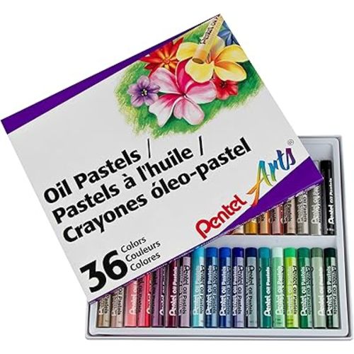 Pentel Arts Oil Pastel Set, 5/16 x 2-7/16 Inch, Assorted Colors, Set of 36