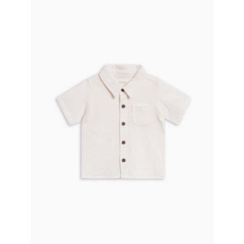 Landon Seersucker Collared Button Down Shirt - Coconut - 6-12mo