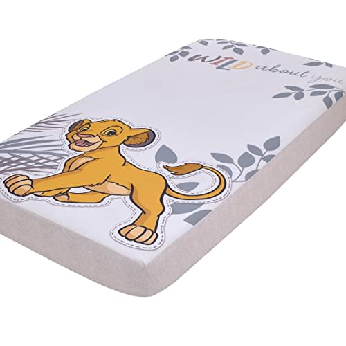 NoJo Disney Lion King Simba Tan, Sage, Gold and White Wild About You Nursery Photo Op Fitted Crib Sheet