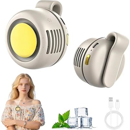 Clip On Fan,Portable Wearable Bladeless Fan,USB Rechargeable 360° Rotatable,3-Speed Silent Mini Personal Fans,Hands-Free Cooling Fan for Outdoor & Travel & Office,Ideal Gift(White)