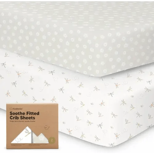 2-Pack Organic Crib Sheets for Boys, Girls - Jersey Fitted Crib Sheet, Baby Crib Sheets Neutral, Crib Mattress Sheet, Cotton Crib Sheets, Breathable Crib Sheet, Baby Mattress Sheets (Meadow)