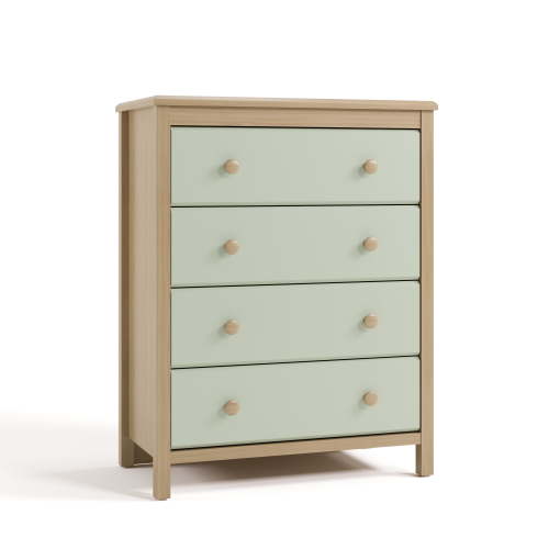 Storkcraft Alpine 4 Drawer Nursery Dresser, Driftwood with Sage