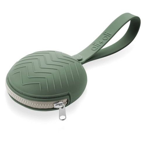 Ali+Oli BPA-Free Silicone Pacifier Holder Case (1-pk) Diaper Bag Accessory Newborn Travel Baby Pacifier Pouch (Army Green)