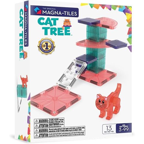 MAGNA-TILES Cat Tree 13-Piece Magnetic Construction Set, The Original Magnetic Building Brand