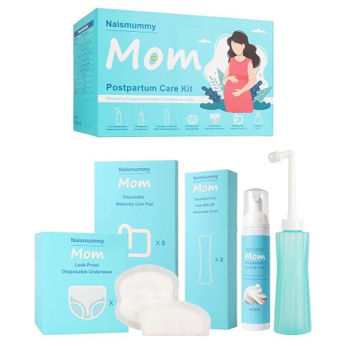 Postpartum Essentials Recovery Kit for Labor & Delivery – Nursing Pads, Peri Bottle, Ice Pack Pad, Postpartum Underwear, Disposable Bed Pads, Perineal Foam, 55 Piece Gift Set