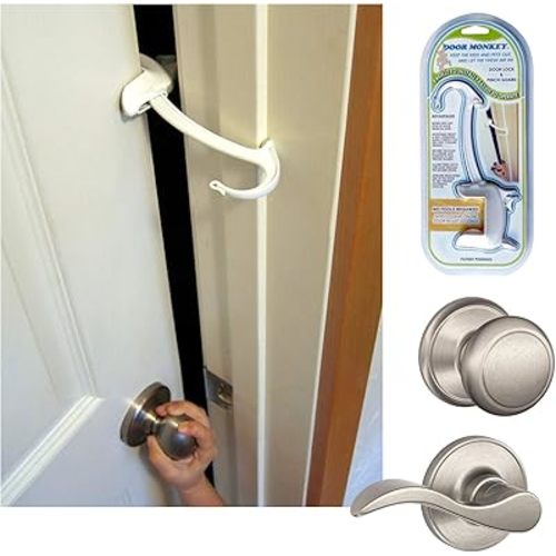Child Proof Door Lock & Pinch Guard - For Door Knobs & Lever Handles - Easy to Install - No Tools or Tape Required - Baby Safety Door Lock For Kids - Very Portable - Great for Dogs & Cats
