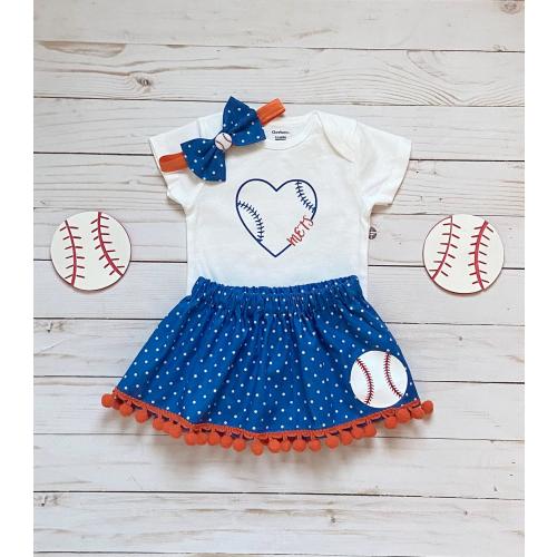 Mets Baby Outfit, New York Mets Baby, New York Mets Skirt, Mets Headband, New York Mets Shirt