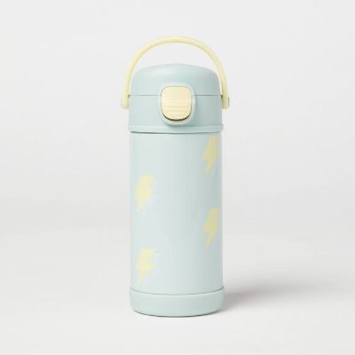 Kids' 12oz Lightening Bolts Stainless Steel Portable Drinkware Water Bottle Green - Pillowfort™: Toddler Cup, Kids Tumbler