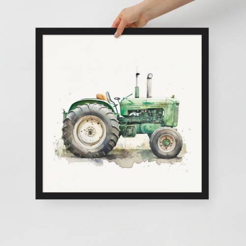 Green Tractor Watercolor Digital Download for Kids Bedroom Wall Art