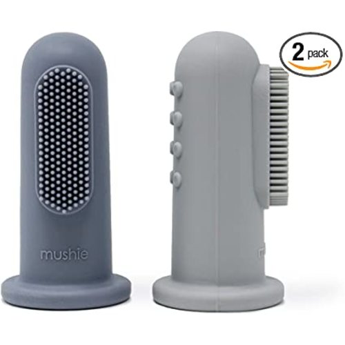 mushie Baby Finger Toothbrush (Tradewinds/Stone) 2-Pack