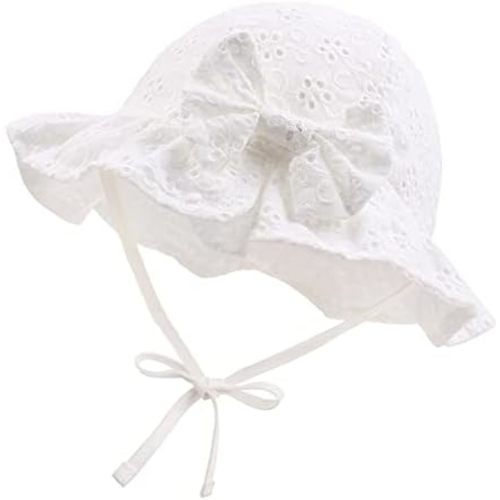 JANGANNSA Bow Baby Girls Summer Hat Flower Toddler Girls Sun Hat Cotton Breathable Infant Hat