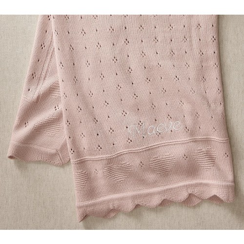 Heart Pointelle Baby Blanket