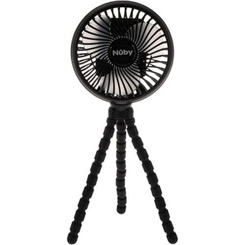 Nuby Stroller Fan with Adjustable Legs - 3-Speed Portable Fan for Car Seats and Play Yards - Stroller Accessories - Summer Travel Essentials - Black