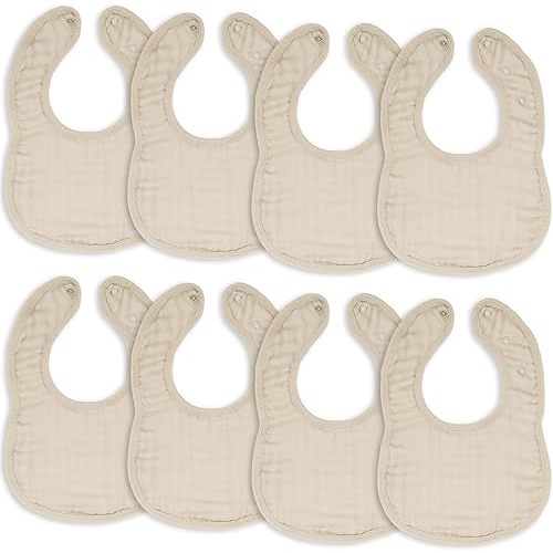 Comfy Cubs Muslin Baby Bibs, Drool Bibs, Adjustable with Easy Snaps, Teething & Drooling, Absorbent Bibs for Boys & Girls