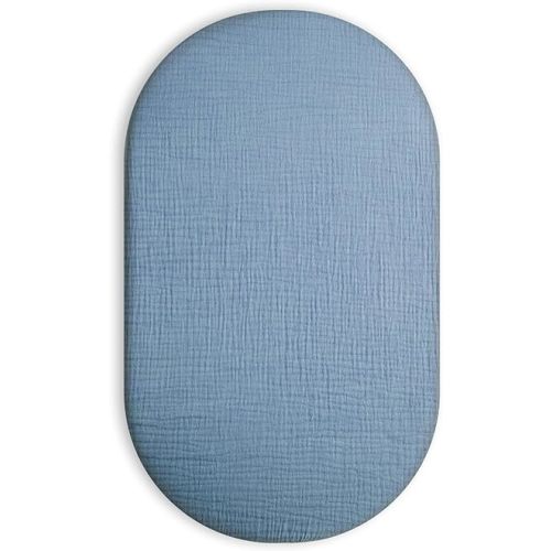 Bassinet Sheet for Baby Boy and Girl, Fitted Sheets for Rectangle, Oval, Hourglass Bassinet Mattress, Muslin Moses Basket Sheets with Neutral Style (Costume Blue)