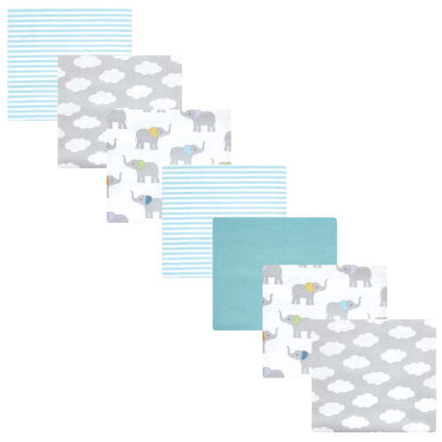 Luvable Friends Hudson Baby Flannel Receiving Blankets 7pk, Soft Elephant