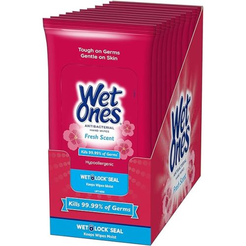 Wet Ones Antibacterial Hand Wipes Case, Fresh Scent | 20 ct. Travel Size (10 pack)