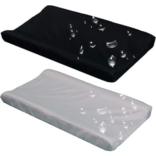 Belsden 2 Pack Waterproof Changing Pad Cover, Soft Microfiber Diaper Change Table Sheets for Baby Boys and Girls, Fit 32" x 16" Changing Pad, Machine Washable Durable, Black & Light Grey