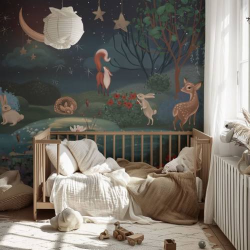 Moonlight Forest Wallpaper Mural - Default Title