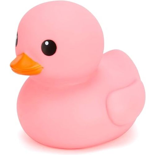 XL Jumbo Large Rubber Duck Bath Toy - No Hole Giant Duck, Waterproof Big Duckie Baby Shower Water Toy Without Hole for Kids Home, Decor, Party Gift 8-Inches (Pink)