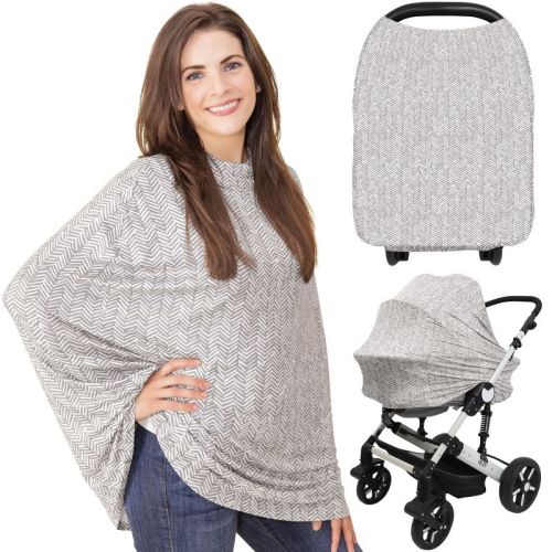 Keababies Car Seat Cover For Babies, Multi-use Nursing Cover, Infant Carseat Cover, Breastfeeding Cover, Stroller Cover (bff Gray)