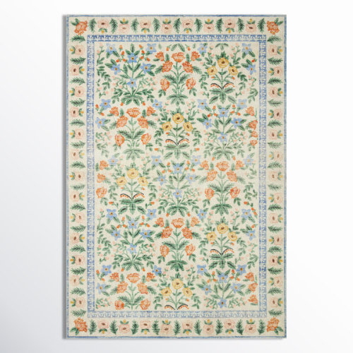 Rifle Paper Co. x Loloi Eden Mughal Garden Cream Rug feat CloudPile