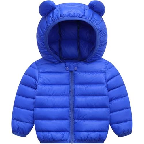 XMWEALTHY Baby Boys Girls Winter Coats Toddler Bear Hoods Down Jacket Infant Kids Light Puffer Padded Outwear 6M-3T