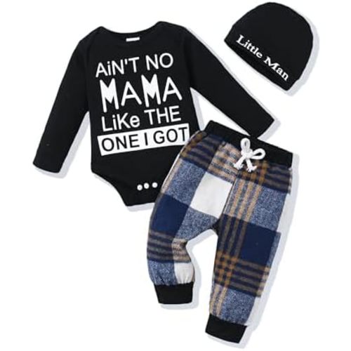 Newborn Infant Baby Boy Clothes Fall Winter Outfits New to The Crew Outfit Toddler Baby Boy Clothes Set