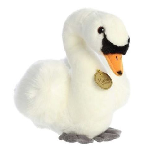 Aurora Medium Swan Miyoni Realistic Stuffed Animal White 9.5"