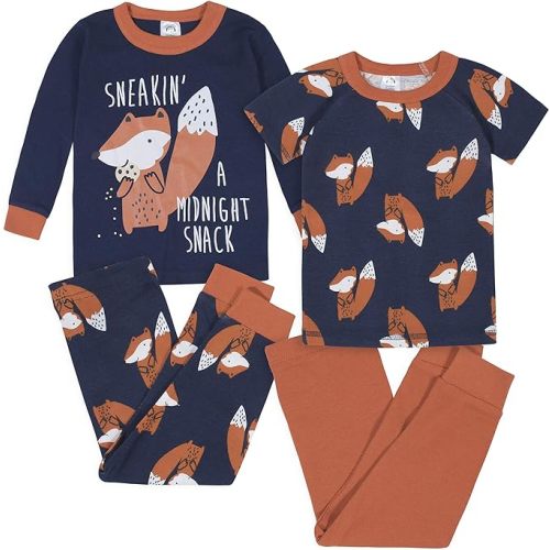 Gerber Baby Boys' Toddler Snug Fit 4-Piece Pajama Set - 24 Months - Fox Grey