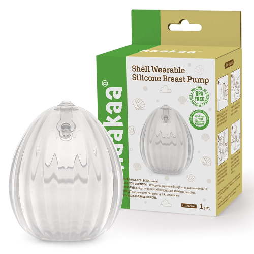 HAAKAA Shell Wearable Hands-Free Manual Breast Pump/Milk Collector – Medical-Grade Silicone – Compact, Portable & Discreet – Leak-Proof Valve 4 oz 1PK