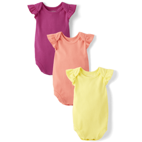 Baby Girls Ribbed Bodysuit 3-Pack - Pink