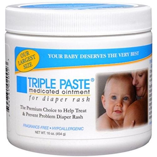 Triple Paste Diaper Rash Cream, Hypoallergenic Medicated Ointment for Babies, 16 oz, (20023)
