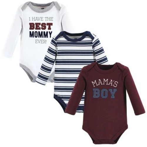 Hudson Baby Infant Boy Cotton Long-sleeve Bodysuits, Mamas Boy, 9-12 Months