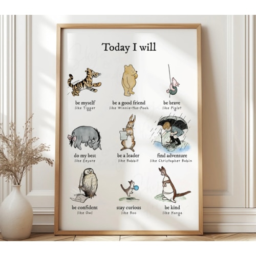 Winnie-the-Pooh Positive Affirmations Nursery Wall Art