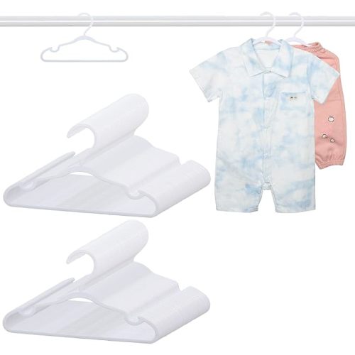 100 Pack White Baby Hangers 11.42 Inch - Kids Non-Slip Clothes Hangers for Infant & Child, Durable Plastic Children's Hangers for Closet, Pants, Coats, Skirts