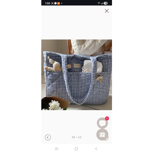 Diaper bag - blue gingham