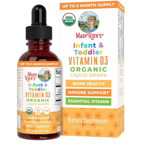 Amazon.com: MaryRuth Organics USDA Organic Vitamin D Drops | Vitamin D3 Liquid | Sugar Free | Liquid Vitamin D Drops Immune Support for Infants & Toddlers | VIT D3 | Gluten Free | Non-GMO | 90-150 Servings : Health & Household